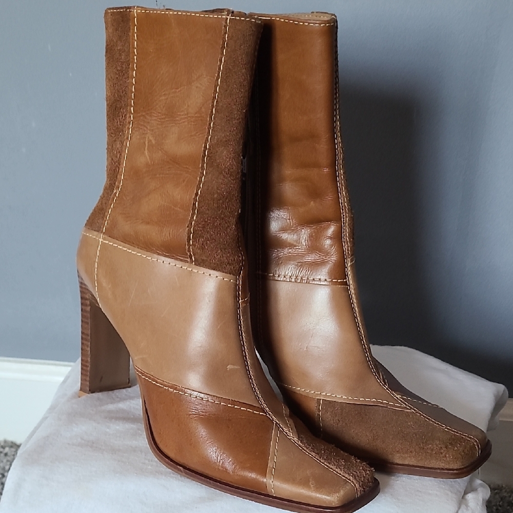 Steve Madden Two-Tone Brown Heeled Boots
